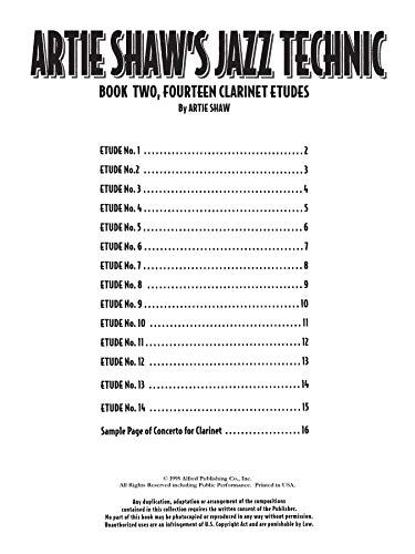 Artie Shaw's Jazz Technic, Bk 2: Fourteen Clarinet Etudes