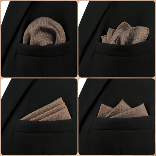 S&W SHLAX&WING Poszetka Poszetki męskie Houndstooth Khaki Rose Beige Grey 32cm