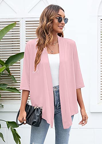 Image of Heymoments Women's Lightweight Open Front Cardigans 3 /4 Sleeve Casual Soft Drape Fall Cardigan S-2XL
