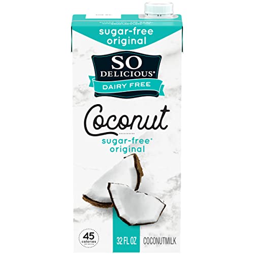 So Delicious Dairy Free Shelf-Stable Coconut Milk, Sugar-Free, Vegan, Non-GMO Project Verified, 1 Quart (Pack of 12)
