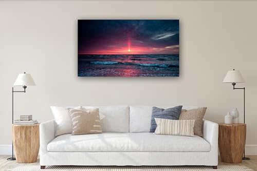 Toile murale plage coucher de soleil 30x54cm pour decoration de salon
