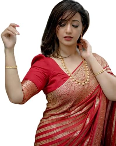 C J Enterprise Women's Pure Soft Silk Kanjivaram Saree For Wedding With Blouse Piece Leheriya (Leriya-51)