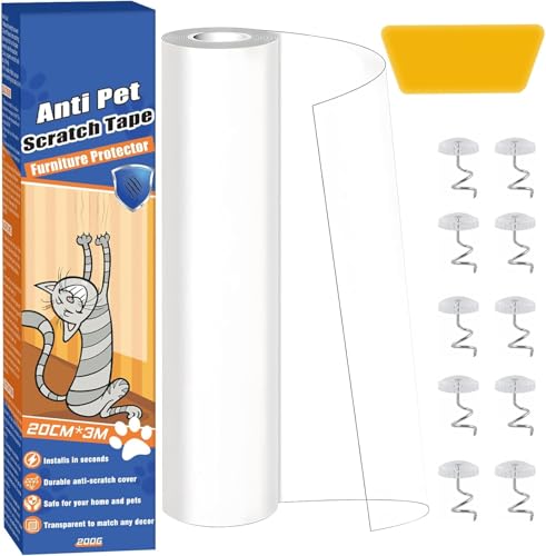 Cat Anti Scratch Tape Traceless Sofa Protectors from Pets Wear-resistant Anti Scratch Furniture Protector to Stop Cats Scratching Furniture Transparent Door Protector for Carpet Couch