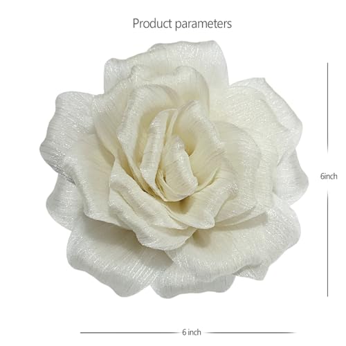 Image of Flash Camellia Flower Brooch Pin for Women Men Elegant Texture Fabric Dahlia Rose Floral Brooches Lapel Pins Dainty Wedding Holiday Party Costume Dress Accessories Jewelry