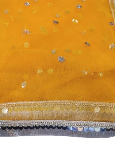 Image of Navti Creations Women's Lightweight Net Dupatta With Sequence Embroidery & Kiran Border (Length 2.25m)