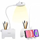 Yoland LED Desk Lamp with USB Charging Port, Rechargeable Desk Light with 3 Colors 5 Brightness, College Dorm Room Essentials Cute Lighting for Reading and Studying with Pen Holder Phone Holder