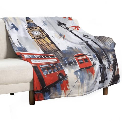 Couverture flanelle douce canapé plaid imprimé Londres lit confortable