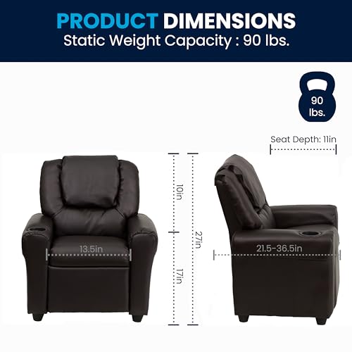 image for Flash Furniture Vana Leathersoft Kids Recliner With Cup Holder, Headre