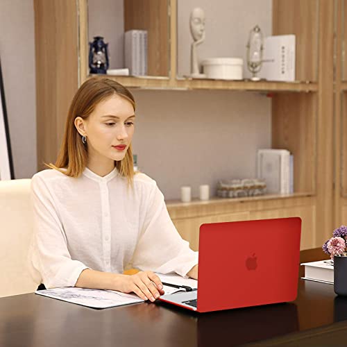Image of MOSISO Compatible with MacBook Air 13 inch Case M5 2026 M4 2025 M3 M2 2024-2022 A3449 A3240 A3113 A2681, Hard Shell&Keyboard Cover&Screen Film&Type C for MacBook Air 13.6 inch Case, Red