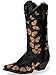 Minetom Femme Chaussures Bottes en Cuir Faux Cowboy à Talon Western Bottes Peluche Chaude Doublée Hiver Bottines Rétro Bottes de Combat B Noir 38 EU
