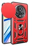 UPLAI Cover per Honor Magic 5 Pro (Magic5 Pro), Ultra Sottile Antiurto Armatura Custodia con Diapositiva Telecamera Cover e Magnetica Supporto Squillo, PC+TPU Durevole Caso.Rosso
