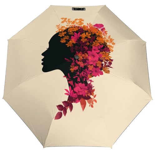 Parapluie pliant silhouette et fleurs rouges pour illuminer vos sorties en ville