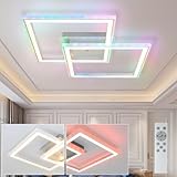 Homefire Deckenlampe LED Deckenleuchte Schlafzimmer - 35W Wohnzimmerlampe Dimmbar mit Fernbedienung Schlafzimmerlampe RGB Farbwechsel Wohnzimmer Deckenbeleuchtung Modern Geometrisch für Küche Flur