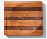 B merry Studios Alaska Ulu Alder Walnut Stripe Wood Chopping Bowl board Top Slot