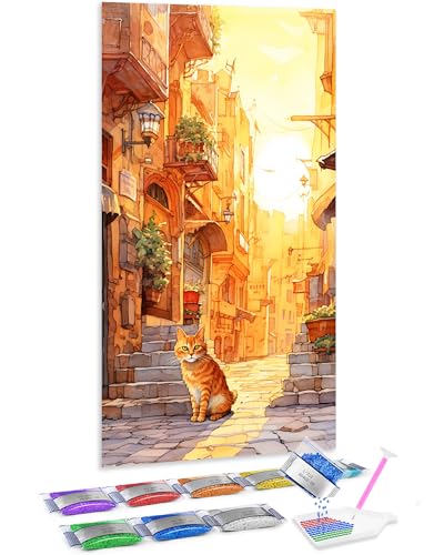Pintura de diamantes Jumpdot para relajarte creando un hermoso cuadro de gato 5D