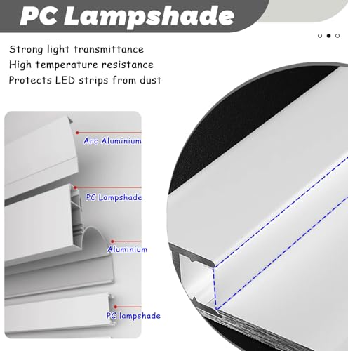 Moldura de Techo con difusor LED de 2,7 m y canal de aluminio negro para iluminación de techos 5