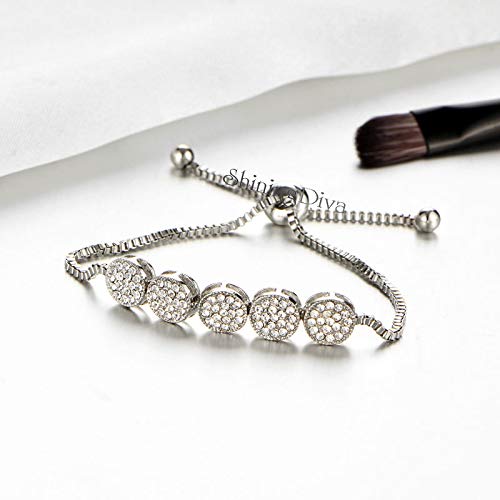 Image of Shining Diva Fashion Full Crystal Charm Stylish Gold Plated Charm Bracelet for Women