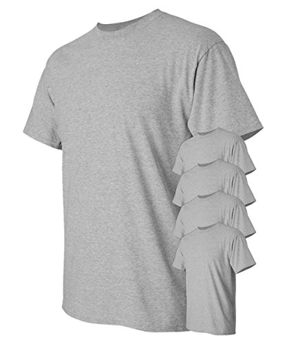 Image of Gildan Men's Classic Heavy Cotton T-Shirt, Sport Grey, XL (Pack of 5)
