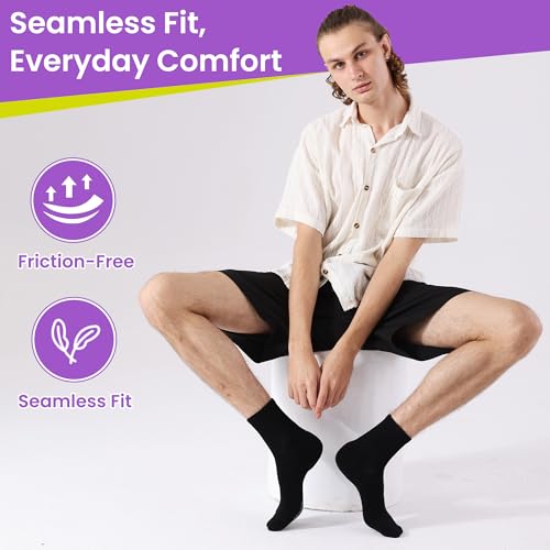 Cotton Crew Socks for Men,90°Right Angle Socks,Sweat Absorbent,Wear Resistant,Anti Odour Mens Crew Socks 6 Pairs3