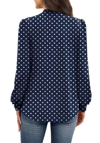 Image of WIHOLL Long Sleeve Shirts for Women Mock Neck Tops Pleated Front Blouses Dressy Casual Spring Fall Clothes 2026 Fashion