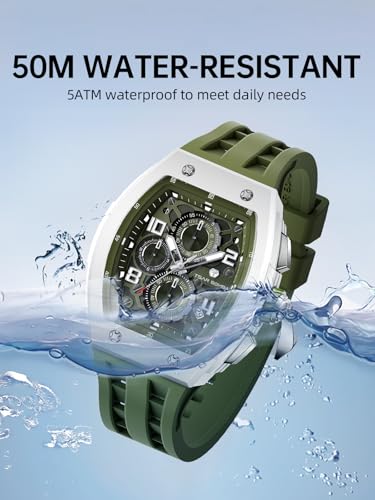 Image of Tsar Bomba Mens Watches Quartz Wristwatch for Men Waterproof 50M Analog Luxury Tonneau Chronograph Calendar Date Men's Dress Business Work Watch Gift for Men
