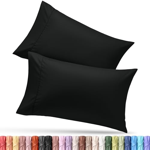 Utopia Bedding Queen Pillow Cases - 2 Pack - Envelope Closure - Soft Brushed Microfiber Fabric - Shrinkage and Fade Resistant Pillow Covers Queen Size 20 X 30 Inches (Queen Black)