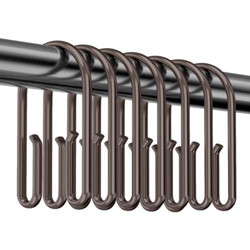 Bronze Shower Curtain Hooks RingsDouble Sided Shower Curtain Hooks Rust Proof12 pcs Shower Hooks for Inside ShowerSmooth Sliding Anti-Drop Double Shower Rings for Curtain