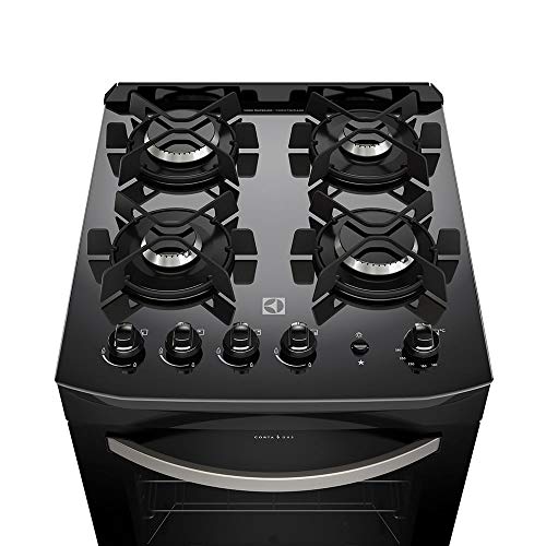Fogão 4 Bocas Electrolux Preto Automático com Mesa de Vidro e Porta Full Glass (52LPV)