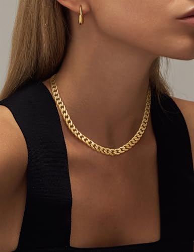 Moodear Gold Necklace for Women 14K Dainty Chunky Gold/Sliver Chain Necklace Cuban Link Paperclip Chain Choker Toggle Clasp Layered Pearl Pendent Necklace for Women Trendy Fashion Jewelry4