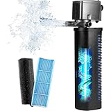 Aquarium U-V Filter Dual Spout 600GPH for Large 100-300 Gallon Fish Tank Silent Canister Internal Filter Cold Plunge Tub Koi Pond Filter, Green Clean Machine Deodorization for Saltwater Freshwater