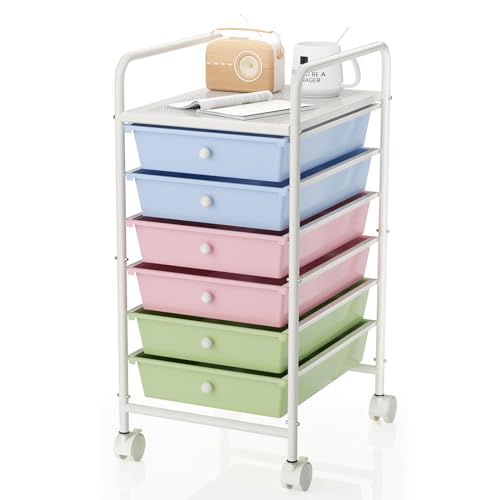 Shrivee 6-Tier Utility Cart with 6 Drawers, Rolling Utility Cart