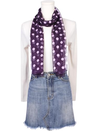 Women 1950s Retro Polka Dots Chiffon Scarf, Lightweight Soft Sheer Long Head Wrap Shawl Scarves for All Season2