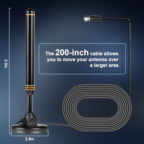 TV Antenna-TV Antenna Indoor/Outdoor, Antenna for Smart TV,TV Antenna for Local Channels,Hd Antenna for TV Indoor 4k,for 720p and 1080p,200 inch Cable,with 360+ Miles Coverage Range (Orange Circle)