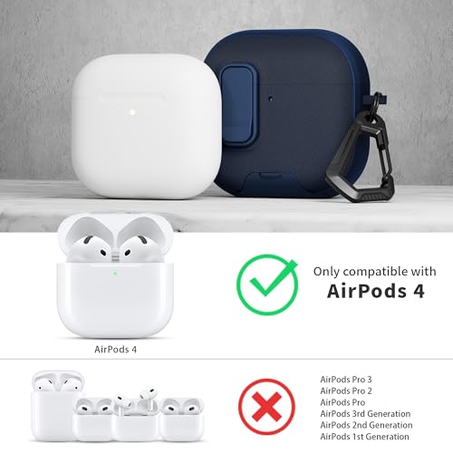 Image of for AirPods 4 Case with Lock,TPU Leather Texture Protective Durability Anti-Lost & Shockproof Protective Cover Accessories with Cleaning Kit in Keychain for Apple iPod 4 Generation (Midnight Blue)