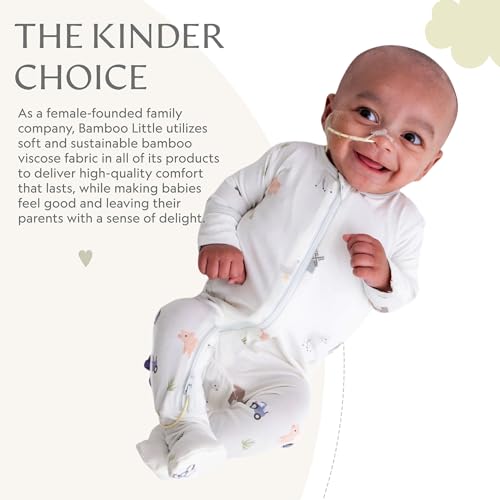 Image of Bamboo Little Soft Baby Footie Pajamas, Baby Clothes, Newborn Sleepers, 95% Viscose and 5% Spandex, 0-24 Months
