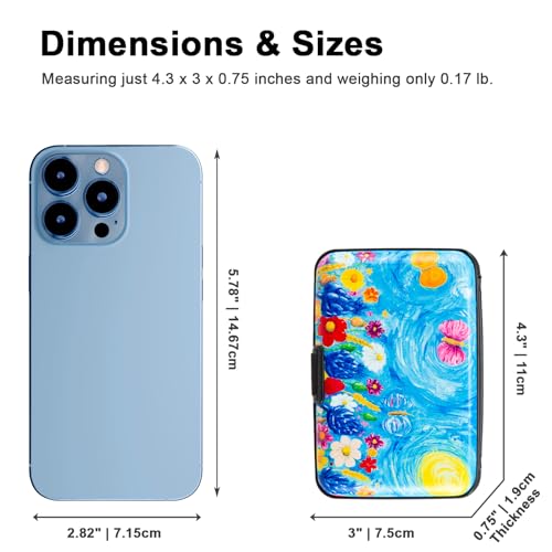 Image of Credit Card Holder Small RFID Blocking Wallet Business Metal Slim Mini Aluminum Hard Case for Women Men, Meadow Full of Colorful Flowers, small, Minimalist, Compact, American