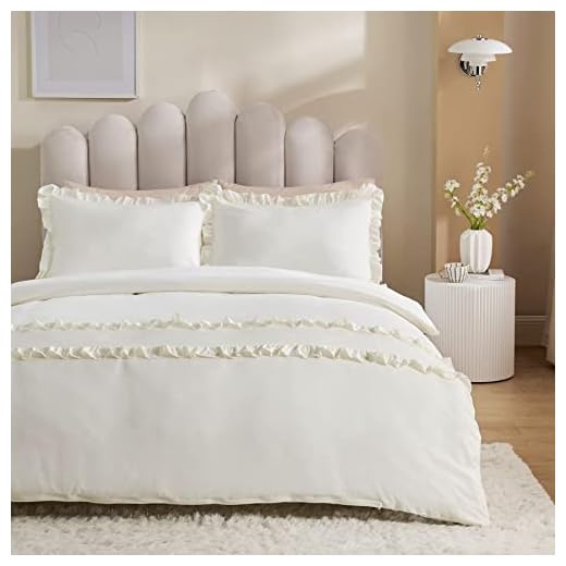 Bedsure Funda Nordica Cama 150 - Funda Edredon Cama 135 Moderna con Volantes, Juego de Funda Nórdica 220x230 cm con 2 Fundas Almohadas 40x75 cm, 3 Piezas, Blanca Marfil