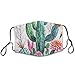 Adults Warm Protective Masks Fashion Scarf Anti Dust Windproof Mouth Cover, Exotic Natural Vintage Bouquet in Boho Style Cactus Succulent Flowers Twigs Mouth Decoration for Sports Travel Hiking