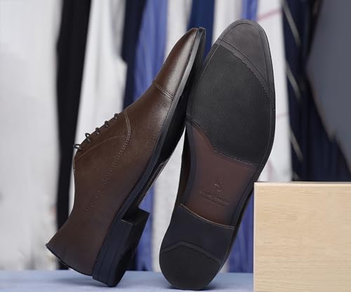 Image of LOUIS STITCH Men's Formal Shoe | Derby Shoes, Lace-Up Style, Shiny Finish | Solid Design | Perfect for Formal, Business Casual, and Parties (LSRGCT)