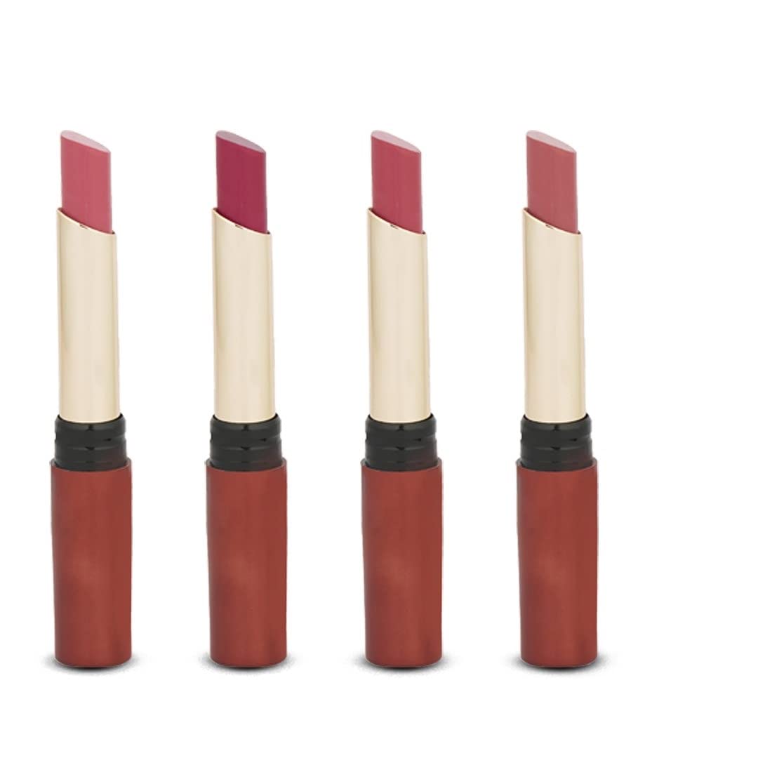 Seven Seas Nude Shade Non Transfer Matte Lipstick For Perfect Looks | Pack Of 4 Trendy | Nude Shades Creamy Lipstick | Single Swipe Application (NUDE-SET-B)