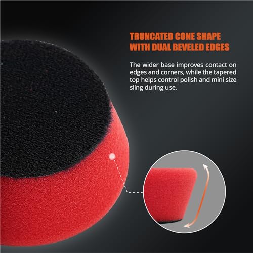Image of SPTA Red T10 Mini Ultra-Fine Finishing Foam Polishing Pads, 5Pcs 2inch /50mm Sponge Polishing Buffing Pads, Car Foam Detail Polishing Pad Kit for Car Detail Polishing, Small Area Polishing -FPTSS2R