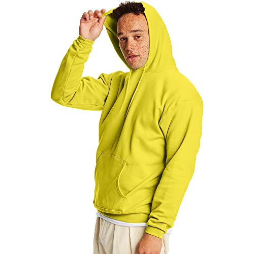 Image of Hanes Men's, EcoSmart, Cotton-Blend Hooded Sweatshirt, Plush Fleece Pullover Hoodie