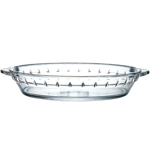 EdirFtra Clear Tempered Glass Pie Dish, Oven Safe Baking Pan