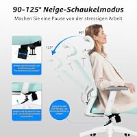 Daccormax Bürostuhl Ergonomisch, Schreibtischstuhl mit Verstellbarer Kopfstütze, Armlehnen, Lendenwirbelstütze, Drehstuhl Wippfunktion, Chefsessel aus Mesh,Rückenschonend, Bürostuhl 150kg – Ansicht 5