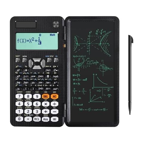 3 in 1 Scientific Engineering Calculator with Writing Pad – Upgraded 991ES Model with 417 Functions,Erasable LCD, Portable & Foldable for Students, Teachers-Includes Pen Cover