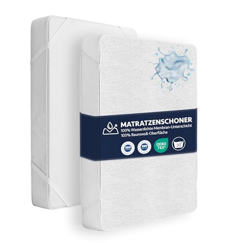 FORMEYA Matratzenschoner 160x200 aus Baumwolle | Oeko-TEX wasserdichte Matratzenauflage | Nässeschutz Spannbettlaken | Inkontinenz Unterlagen | Topper Matratzenschutz Wasserdicht