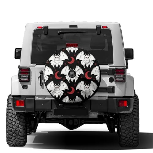 Image of Cartoon Mothman Spare Tire Cover with Backup Camera Hole Wheel Tire Cover Fit Trailer, RV, SUV and Many Vehicle 18inch