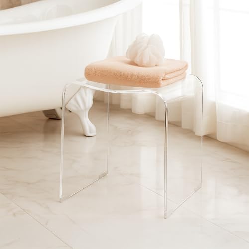 Sunnynest Clear Acrylic Shower Stool - (43.5X36.2X27.5Cm) Waterproof Modern Bathroom Seat With Non-Slip Feet, 250Lb Capacity & Handle Hole, Transparent Step Stool For Wet/Dry Use - 6
