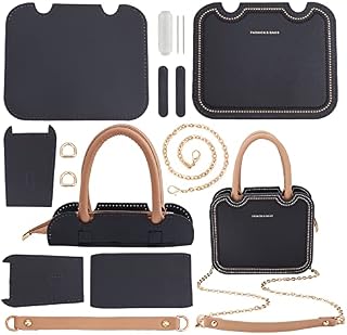 WADORN 15pcs DIY Crossbody Bag Making Kit, PU Leather Handbag Making Set Handmade Stitching Shoulder Bag Making All Material Black Messenger Bag Making Tools Set, 19.3×7.3×16 cm