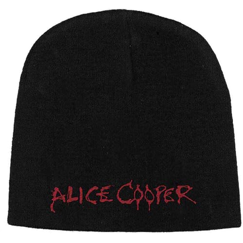 ALICE COOPER Logo Embroidered Beanie Hat One Size Black